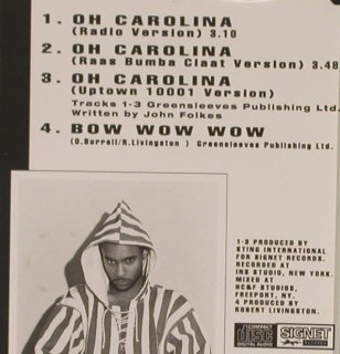 Shaggy: Oh Carolina*3/Bow Wow Wow, Virgin (91902 0), NL, 1993 Typ: CD5" Best.-Nr.: 81067 Preis: 4,00 Euro