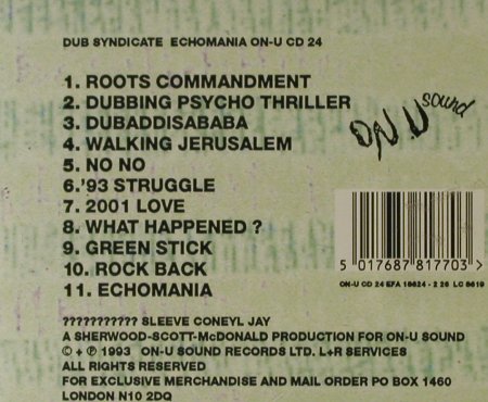 Dub Syndicate: Echomania, ON-U Sound(24), UK, 1993 - CD - 95856 - 10,00 Euro