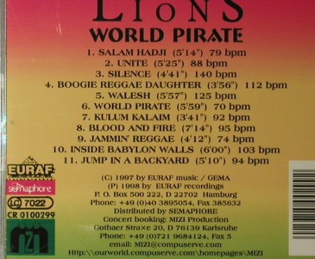 Lions,The: World Pirate, EURAF Music (CR 0100299), D, 1999 Typ: CD Best.-Nr.: 96121 Preis: 7,50 Euro