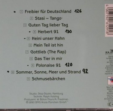 Wendehals,Gottlieb: Freibier Für Deutschland, woc, Ariola (261 291), D, 1990 Typ: CD Best.-Nr.: 50118 Preis: 4,00 Euro