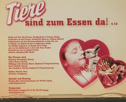 Prinzen: Tiere sind zum Essen da!Promo,1Tr., BMG, EU, 2003 Typ: CD5" Best.-Nr.: 50618 Preis: 2,50 Euro