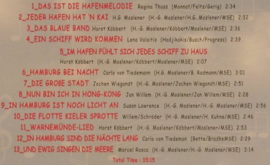 V.A.Von Hafen zu Hafen: Regina Thoss...Marcel Rosca, 13Tr., MSE (201988-204), , 2001 Typ: CD Best.-Nr.: 50792 Preis: 3,00 Euro