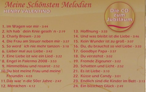 Valentino,Henry: Meine schönsten Melodien, Zett-Rec. (766 149-2), D, 2008 Typ: CD Best.-Nr.: 51236 Preis: 5,00 Euro
