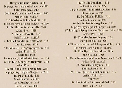 V.A.Rare Schellacks 1910-1932: Sachsen-Volkssänger,Digi, Trikont, D, 1999 Typ: CD Best.-Nr.: 53696 Preis: 7,50 Euro