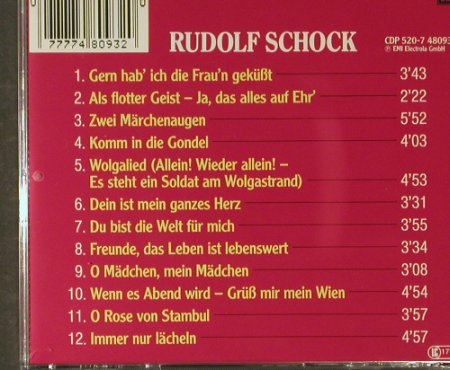 Schock,Rudolf: Gern Hab'Ich die Frau'n Geküßt, EMI (520-7 48093 2), CH Typ: CD Best.-Nr.: 54002 Preis: 5,00 Euro