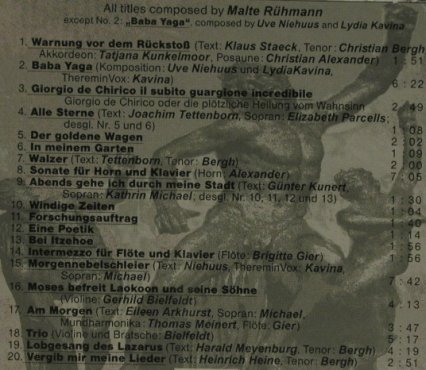 Rühmann,Malte: Todesmüde, M.R., D, 98 Typ: CD Best.-Nr.: 54359 Preis: 5,00 Euro