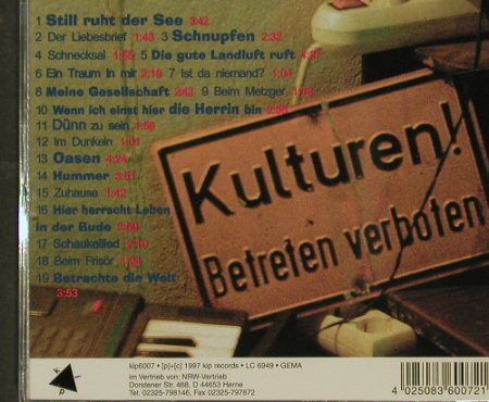 Faltsch Wagoni: Liegewiese-Sitzen Verboten, kip 6007, D, 97 Typ: CD Best.-Nr.: 54975 Preis: 7,50 Euro