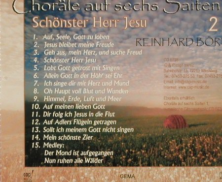 Börner,Reinhard, Choräle a.6 Saiten: Schnster Herr Jesu 2, cap! Music(), ,  - CD - 55678 - 7,50 Euro