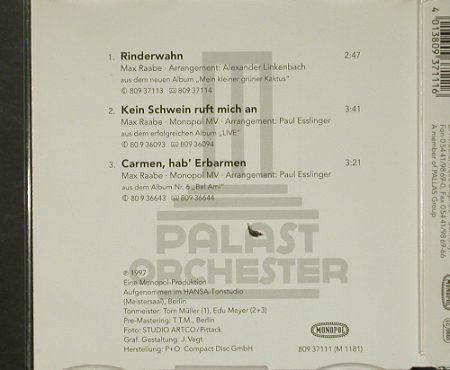 Palast Orchester & Max Raabe: Rinderwahn+2, Monopol(), D, 1997 - CD5inch - 57916 - 2,50 Euro