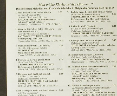 Schröder,Friedrich: Die schönsten Melodien,1937-43, TMK(7748), D,  - CD - 58723 - 10,00 Euro