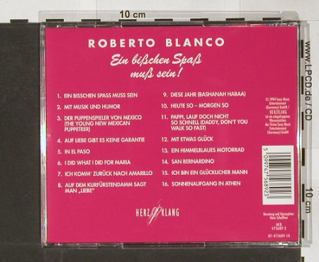Blanco,Roberto: Ein Bißchen Spaß Muß Sein!, Herzklang(), D, 1994 - CD - 59199 - 5,00 Euro