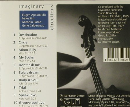 Apostolidis Quartet,Eugen: Imaginary Directions, Edition Collage(EC503-2), D, 1997 - CD - 59725 - 10,00 Euro