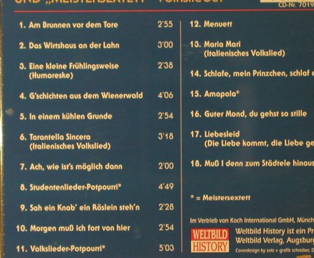 Comedian Harmonists /Meistersextett: Volkslieder, Weltbild History(), D, 1995 - CD - 60923 - 7,50 Euro