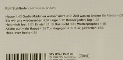 Stahlhofen,Rolf: Zeit Was Zu Ändern, SPV(), D, 03 - CD - 62131 - 5,00 Euro