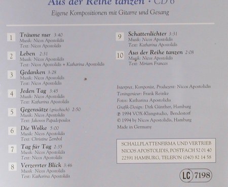 Apostolidis,Nicos: Aus der Reihe tanzen, VOX(CD 6), D, 1994 - CD - 63905 - 7,50 Euro