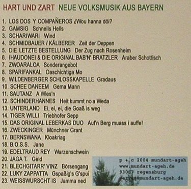 V.A.Hart und Zart: Neue Volksmusik aus Bayern, Mundart Ageh, D, 2004 Typ: CD Best.-Nr.: 64716 Preis: 7,50 Euro