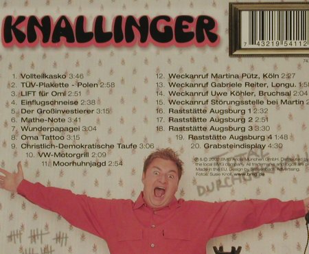 Knallinger: Total Durchgeknallt, BMG(), D, 02 - CD - 65170 - 5,00 Euro