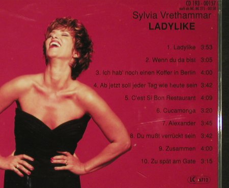 Vrethammar,Sylvia: Ladylike, Papagayo/Carlton, D, 1992 Typ: CD Best.-Nr.: 65972 Preis: 10,00 Euro