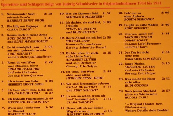 Schmidseder,Ludwig: Es gibt so süße Mädels(1934-41)V.A., Jube (15001), ,Mono, 2000 Typ: CD Best.-Nr.: 66334 Preis: 7,50 Euro