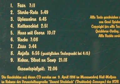 Spiekermann,Gerd: Huus mit Goorn, Condor, D, 1998 Typ: CD Best.-Nr.: 67425 Preis: 7,50 Euro