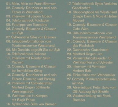 V.A.Sylt fm - Das Inselradio: Vol.1 - 29 Tr.(Comedy, Interview), Frank Bremser, D, 2004 Typ: CD Best.-Nr.: 80427 Preis: 5,00 Euro
