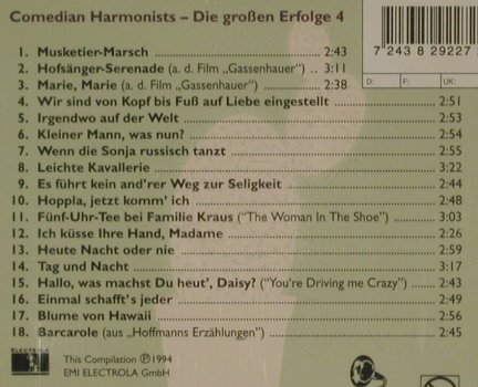 Comedian Harmonists: Die Großen Erfolge 4, EMI(8 29227 2), D, 1994 - CD - 80449 - 5,00 Euro