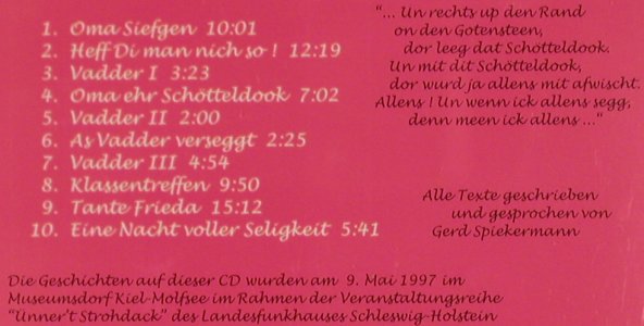 Spiekermann,Gerd: Oma Ehr Schötteldook, Condor/NDR 90,3(CDR 9711), D, 1997 - CD - 81974 - 10,00 Euro