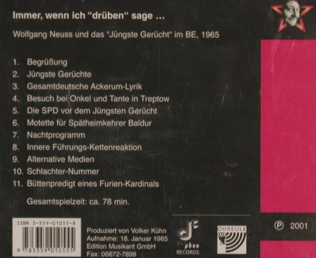Neuss,Wolfgang: Immer, wenn ich "drüben" sage(1965), Duophon/Ohreule(3-359-01055-8), D,FS-Neu, 2001 - CD - 82139 - 7,50 Euro