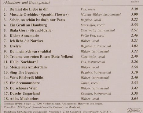 van den Berghe,Henry: Melodienreise, FS-New, Cux Record (CD 2014), D Typ: CD Best.-Nr.: 83768 Preis: 10,00 Euro