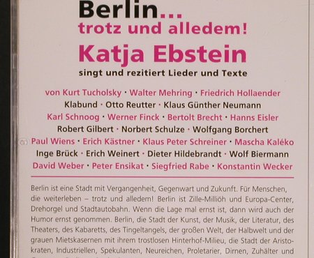 Ebstein,Katja: Berlin...trotz und alledem, D.Gr. Literatur(459 815-2), D, 1999 - CD - 84451 - 10,00 Euro