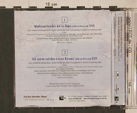 Carpendale,Howard: Weihnachten bin ich zu Haus+1, Polydor(570 503-2), D,Promo,  - CD5inch - 90458 - 9,00 Euro