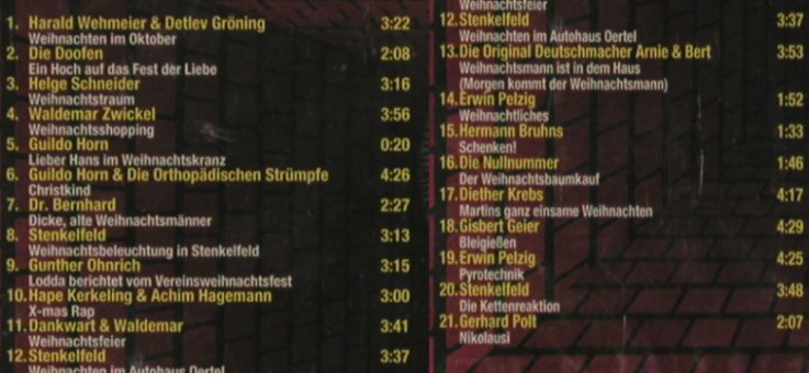 V.A.Comedy Christmas: Harald Wehmeier...G.Polt, FS-New, SelectedS., D, 1996 Typ: CD Best.-Nr.: 90709 Preis: 5,00 Euro