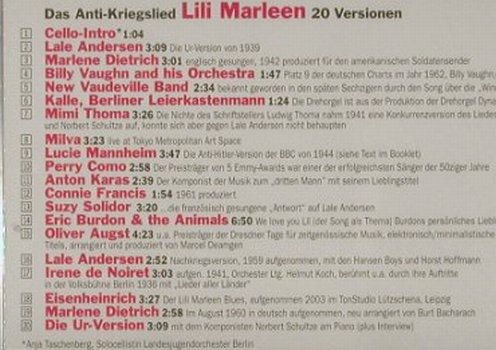 V.A.Lilli Marleen: ...wie einst, 20 Versionen, FS-New, ClassicH., D, 03 Typ: CD Best.-Nr.: 91534 Preis: 5,00 Euro