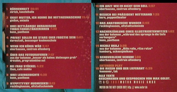Goldt,Max: Schöne,Greatest Leselive Oldies, Motor(), D, 1997 - CD - 92891 - 10,00 Euro