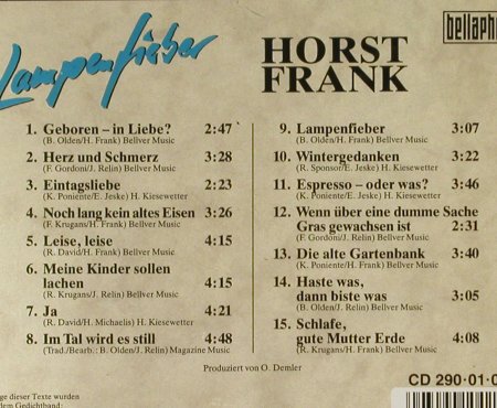 Frank,Horst: Lampenfieber, Bellaphon(290 01 042), D, 1989 - CD - 93340 - 12,50 Euro