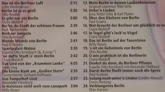 V.A.Berlin,Berlin...: Berliner Gassenhauer 1912-36, Duophon, D, FS-New, 2004 Typ: CD Best.-Nr.: 94396 Preis: 6,00 Euro