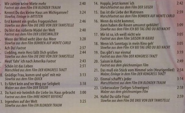 V.A.Tanzmusik Der 20er & 30er: Werner R. Heymann, Duophon, D, FS-New, 2003 Typ: CD Best.-Nr.: 94398 Preis: 10,00 Euro