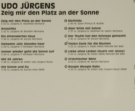 Jürgens,Udo: Zeig Mir Den Platz An Der Sonne, BMG(), D, 1994 - CD - 96966 - 7,50 Euro