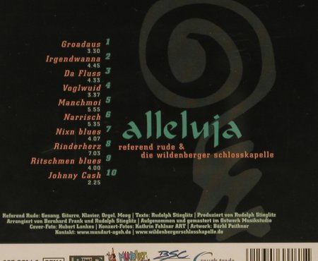 Referend Rude/WildenbergerSchloß K.: Alleluja, MundArt, D, 2005 Typ: CD Best.-Nr.: 97031 Preis: 7,50 Euro