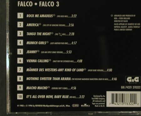 Falco: Falco 3 (85), GiG Records(), D, 1996 - CD - 99227 - 7,50 Euro