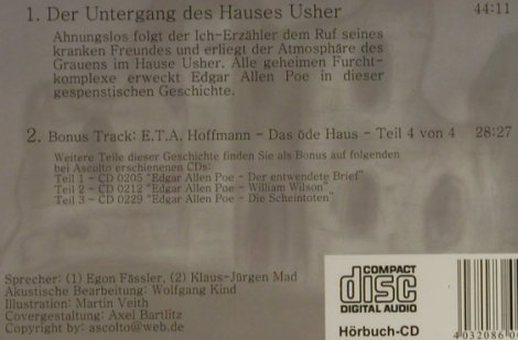 Edgar Allen Poe: Der Untergang d.Hauses Usher, Ascolto (0236), D, 2005 Typ: CD Best.-Nr.: 52832 Preis: 4,00 Euro