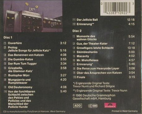 Cats: Live-Hamburger Operettenh., Polyd.(), D, 86 - 2CD - 53166 - 10,00 Euro