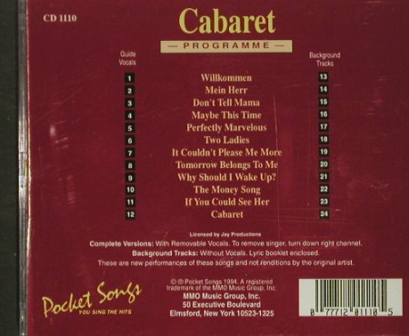 Cabaret: You Sing The Hits Of-Karaoke, Pockett Songs(), US, 1994 - 2CD - 53949 - 10,00 Euro