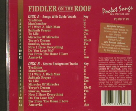 Fiddler On The Roof: You sing the Show - Karaoke, Pocket Song, US, 1997 Typ: 2CD Best.-Nr.: 54343 Preis: 10,00 Euro