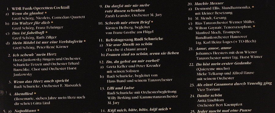 V.A.Lang ist's her, Lez Fol: 1937-1955 Operetten-Revue..., TMK, D, nono Typ: CD Best.-Nr.: 56115 Preis: 5,00 Euro