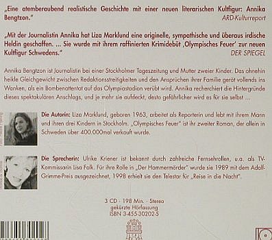 Olympisches Feuer: Ulrike Kriener liest Liza Marklund, Hoffmann und Campe(), , 2000 - 3CD - 56214 - 5,00 Euro