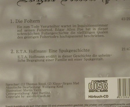 Edgar Allen Poe: Die Foltern, Ascolto (0175), D, 2005 Typ: CD Best.-Nr.: 56531 Preis: 4,00 Euro