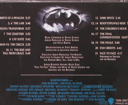 Batman: Returns, Music by Danny Elfman, WB(), D, 1992 - CD - 59772 - 7,50 Euro