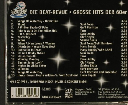 Yesterday: Die Beat-Revue, V.A., Megaphon (758.0046.2), D, 1998 Typ: CD Best.-Nr.: 60107 Preis: 5,00 Euro