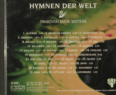 Hymnen der Welt - CD1: Swarovski Musik Wattens, Koch (330 195), A, 96 Typ: CD Best.-Nr.: 63067 Preis: 2,50 Euro